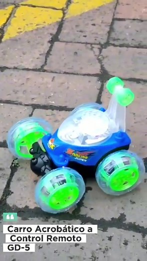 Carro Acrobatico a Control Remoto GD-5 - Carro loco con luces y sonido. - Increíble diseño que hace mas gustosa la experiencia al niño, Este carro cuenta con dirección en la parte de adelante haciendo que el carro se pueda mover en todas las direcciones. - Incluye luces en las llantas que le dan una hermosa apariencia y además trae un circuito emisor de sonidos que harán mas divertido interactuar con este. - Capacidad de giro de 360 grados. - Auto con recargable (Incluye cable USB). - Control us