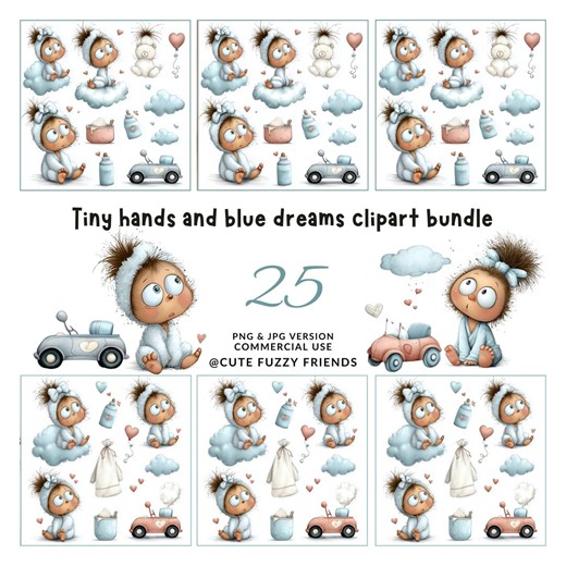 Watercolor Baby Shower Clipart: Blue & Pink Nursery Graphics (digital Download - 25 Pngs) - Etsy