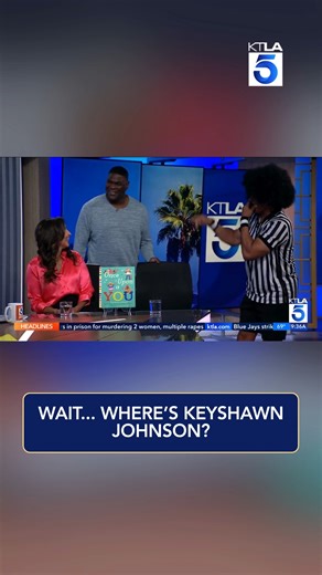 FLAG ON THE PLAY! We thought we lost Super Bowl champ Keyshawn Johnson before his interview with Bettina Bush about their new children's book. But it turns out anchor Chris Schauble took his Halloween costume too seriously: https://tinyurl.com/5xwse947 | KTLA 5 Morning News