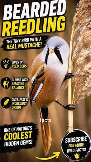 Bearded Reedling – The Tiny Bird with a Real Mustache! 😱🐦 #shortsfeed