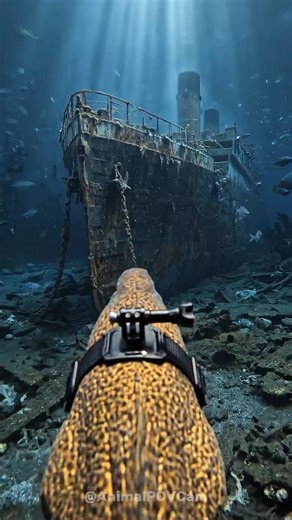 A Moray Eel With a GoPro Swam Inside the Titanic #animalpov #titanic #gopro