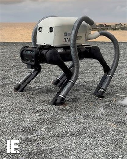 VERO, a legged robot by Dynamic Legged Systems Lab, cleans hard-to-reach areas, like beaches and parks, using foot-mounted vacuum nozzles to efficiently remove cigarette butts from challenging terrains. 📸: YouTube / @DynamicLeggedSystemslab | Interesting Engineering