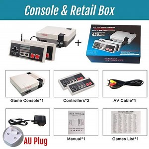 Plug - Console de jeu vidéo rétro Anj8 Bit Mini TV, 620 jeux David intégrés, sortie AV, prise en charge du do