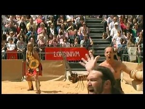 Two gladiators (1 female & 1 male) fighting at the games in Londinium 2011