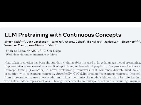 LLM Pretraining with Continuous Concepts