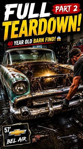 I Found a 1957 Chevy Bel Air Abandoned for 40 Years... First Deep Clean!😱🚿 #shorts #automobile