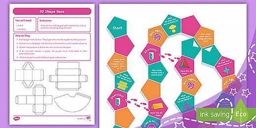 3D Shape Race Board Game (Ages 7 - 11)