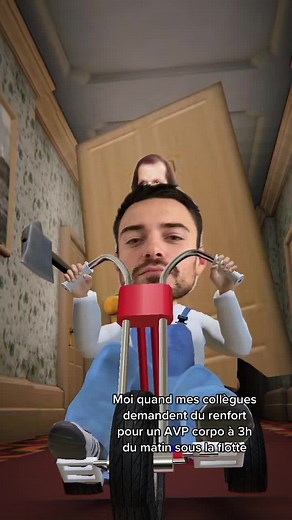 Late-Night Tricycle Ride in a College Hallway