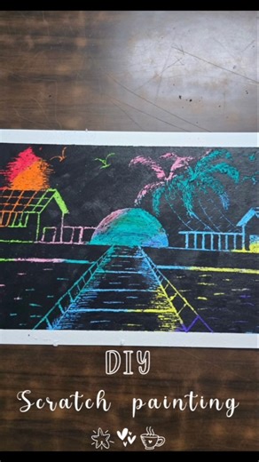 Easy scratch painting #diyart #scratchart #aestheticart #youtubeshorts #drawingshorts 0#drawingideas