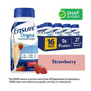 Ensure Original Nutrition Shake, 9g Protein, Strawberry, 8 fl oz - 16 Pack - Walmart.com