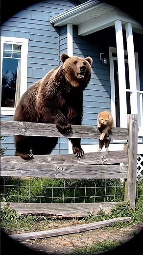 Cat Plays with a Bear — Unbelievable Moment! 😄