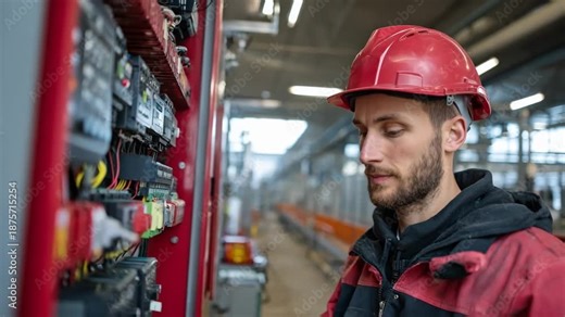 Medium shot of an engineer adjusting settings on a fire alarm control panel showcasing the integration process of multiple alarm types into a unified central system