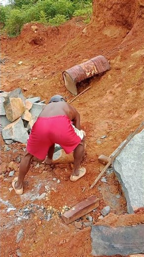 Splitting rocks for road repairs
