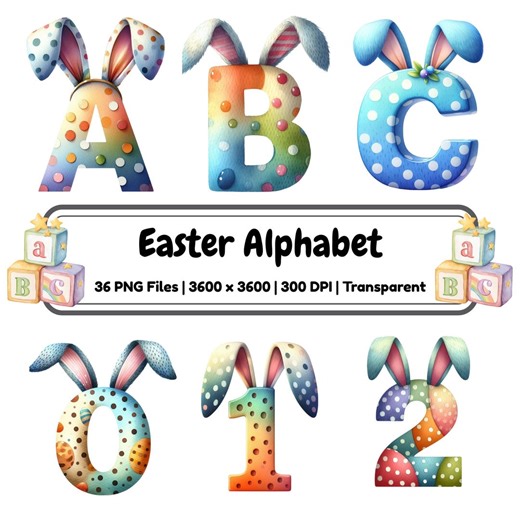 Easter Alphabet PNG A–Z | Bunny Ear Letters Set | Spring Holiday Kids Alphabet | Printable Learning Kit | Instant Download - Etsy