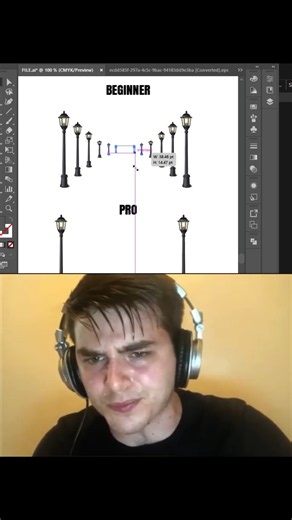Beginner vs Pro Illustrator Tutorial | Street Light Using Transform Tool #shorts #trending #viral