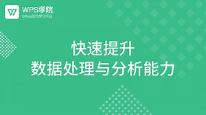快速提升数据处理与分析能力-WPS学堂