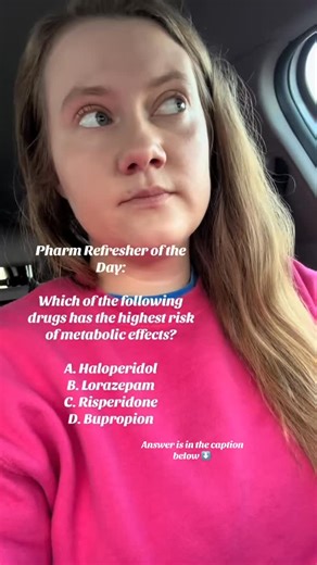 Nicole | Nursing Student 🩺 | This answer is A, haloperidol. This is a first gen antipsychotic. So it also puts patients at a higher risk of RPS and NMS. Let us know... | Instagram