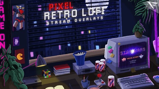 Pixel Retro Lofi Stream Overlays and Alerts for OBS - Fragile Graphics