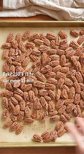🍂 Classic Cinnamon Sugar Pecans I remember Grandma keeping a jar of these by the stove during the holidays. The warm cinnamon smell filled the house, and we’d sneak a handful every time we passed by. Ingredients 1 pound pecan halves (or pecans and almonds) 1 cup granulated sugar 1 tablespoon ground cinnamon 2 teaspoons vanilla extract 1 egg white 1/2 teaspoon salt 2 teaspoons water Instructions Preheat oven to 250°F (120°C). Line a baking sheet with parchment paper. In a large bowl, whisk egg w