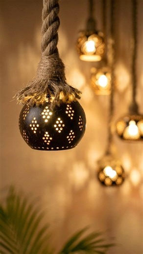 I Turned a Coconut Shell Into a Luxury Hanging Light 😱🥥 | coconut shell craft | #shorts #diy #craft