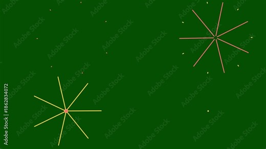 High energy circle burst firework animation with fast line explosions shiny sparks and ellipse effects isolated on green screen background smooth loop 4K