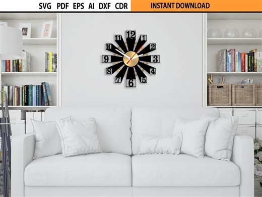 Laser Cut Wall Clock SVG File, Modern Design (digital Download) - Etsy