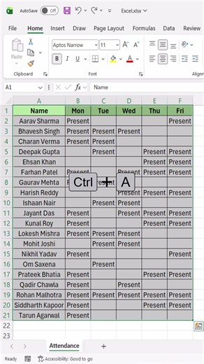 Fill Blanks with Absent Smart Attendance Hack #excel #excelforbeginners #excelshortcuts #office