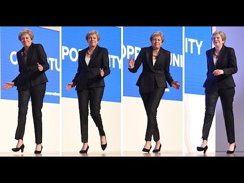 British PM Theresa May dances to Dancing Queen at Tory party conference