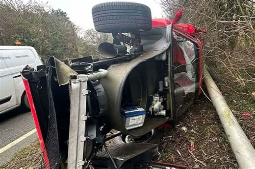 Two Ferrari F40s, one owned by Lando Norris, crashed January