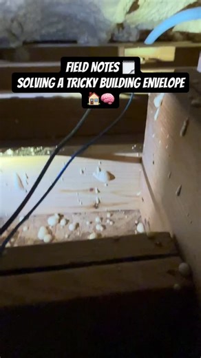 This is a spray-foamed house… and it still had a broken building envelope. Why? They spray-foamed the underside of the roof deck — but they didn’t follow the boundary all the way. • The chimney was outside • Part of the adjacent ceiling was also outside • That ceiling served a storage closet • But the attic floor there was never spray-foamed So the thermal and air boundary just… stopped. 🛑 Spray foam doesn’t magically fix a house. It only works if you understand where it belongs. This clip is s
