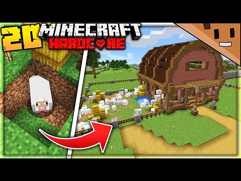 I Built a Beautiful ANIMAL BARN in Minecraft Hardcore! (#20)