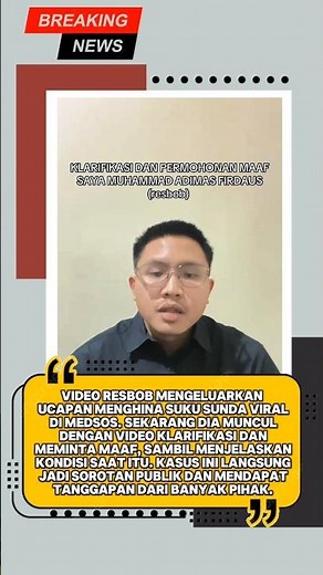 KLARIFIKASI RESBOB SOAL UCAPAN MENGHINA SUNDA YANG VIRAL