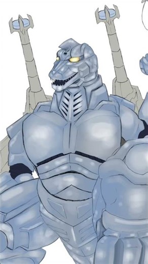 Before and after drawing super mechagodzilla godzilla vs mechagodzilla artwork 🖼️
