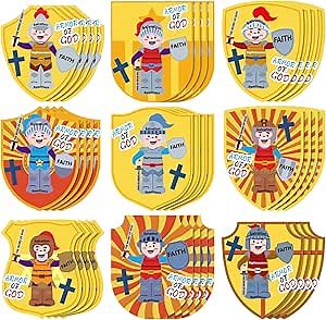 Tenceur 36 Pcs Armor of God Craft Kit Armor of God Stickers Vbs Bible Crafts for DIY Religious Sunday Fun Home Activities Christian Party Decorations