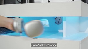 Hommpa Modern White 2-Drawer 19.7 in. W Nightstand with Charging Station and Smart APP Controlled RGB LED Light Strip POA0234229