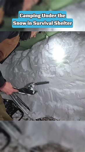 Winter Camping Cooking in a Survival Shelter