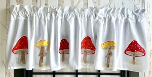 Mushrooms in the Kitchen Window Valance - Etsy