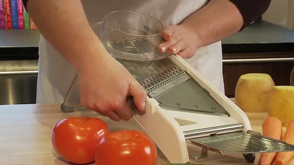 PL8 Professional Mandoline - Versatile Slicer with Adjustable Straight, Waffle, and Julienne Blades, Extra-Wide Stainless Steel Deck, Safety Hand Guard, Non-Skid Feet, and Space-Saving Design