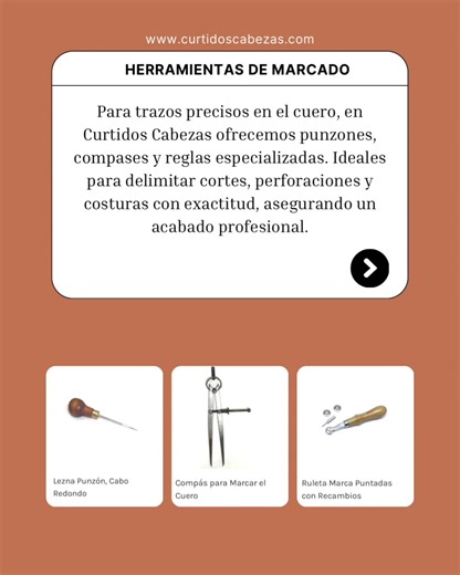 👉Si quieres trabajar el cuero como un profesional, hay herramientas que no pueden faltar en tu taller. 🟣En este video te mostramos cuáles son las esenciales para cortar, perforar, marcar y ensamblar con precisión. Tanto si estás empezando como si ya tienes experiencia, este repaso te ayudará a optimizar tu equipo. ¡Dale al play y descubre cuáles son! 🔗 Encuentra todo lo que necesitas en nuestra tienda www.curtidoscabezas.com #Marroquinería #TrabajoEnCuero #HerramientasDeCuero #CueroArtesanal 