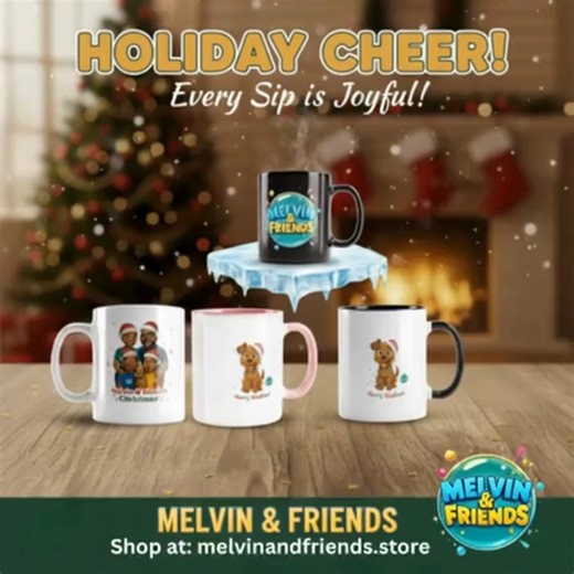 Melvin & Friends on Instagram: "☕🎄 The whole crew is here—and they brought cocoa! Celebrate the season with our full lineup of Melvin & Friends Christmas mugs—featuring Mylo’s “Merry Woofmas,” Melvin’s festive flair, and the whole crew in cozy holiday style. Perfect for gifting, sipping, and showing kids they belong in every joyful moment. 🎁 Available starting December 1st at melvinandfriends.store Let’s make this Christmas proud, playful, and full of love 💛 #MelvinAndFriends #HolidayMugs #Re