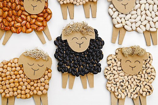 Sheep Bean Art | Adorable Lamb Craft with Beans