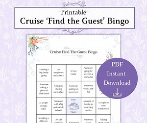 Cruise 'find the Guest' Bingo Printable PDF | Cruise Ship Bingo | Cruise Activities | Summer Vacation Bingo Sheet - Etsy