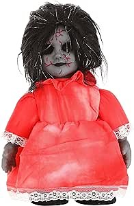 Fun Costumes Haunted Heather Doll Creepy Halloween Decorations, Animated Decor Molded Plastic Head, Hands, & Torso, Soft Arms, Scary Dolls