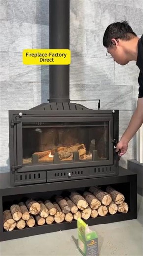 I like fireplace designs that look good but also make everyday use easier. #fireplace