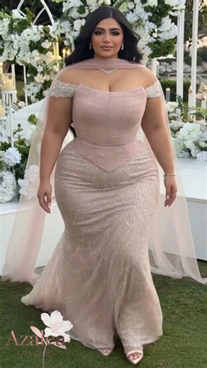 Plus Size Formal Gown Try-On | Off-Shoulder Beaded Evening Dress Sizes 2–20 #plussizebridal