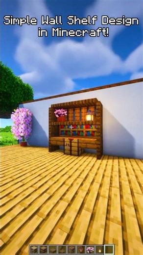 Simple Wall Shelf Design in Minecraft! 📚✨|| #minecraft #minecraftbeauty #minecraftbuild #wall