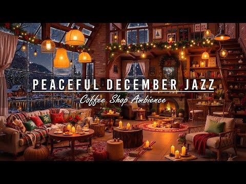Peaceful Winter Ambience at Cozy Coffee Shop☃️Warm December Jazz Music & Crackling Fireplace to Work
