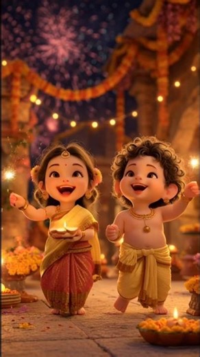 Diwali Magic Adventure – Cute 3D Cartoon for Kids!