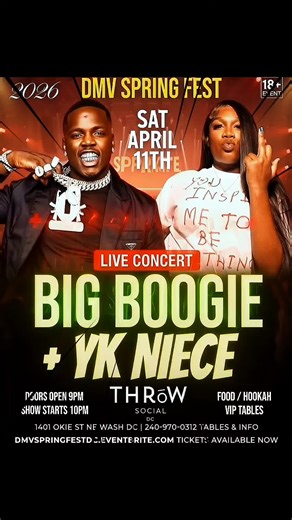 240-970-0312 TABLES & TICKETS AVAILABLE NOW APRIL11TH @ykniece @big_boogie_music LIVE #DMVSPRINGFESTDC @throwsocialdc DOORS OPEN 9PM SHOW STARTS 1030PM DMV GET YOUR TICKETS NOW 🔥LINK IN BIO DMVSPRINGFESTDC.eventbrite.com/?aff=WEDAPARTY @WEDAPARTYENT 240-970-0312 TABLES & PERFORMANCE SLOTS & ALL INFO ... THROW SOCIALDC (CONCERT VENUE) 📍1401 OKIE ST NE WASH DC @miss_raindrop SPECIAL GUEST PERFORMANCE MORE TBA Music by 🎛🔊 @djdetailz_ @youngtoon_ @hollywood_redds McHOST🎤 @littlebaconbear @offic