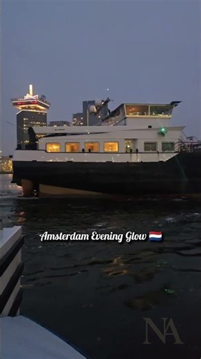 Amsterdam Evening Vibes 🌆 | City Lights Reflecting on Calm Water